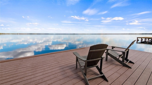 view of dock featuring a water view