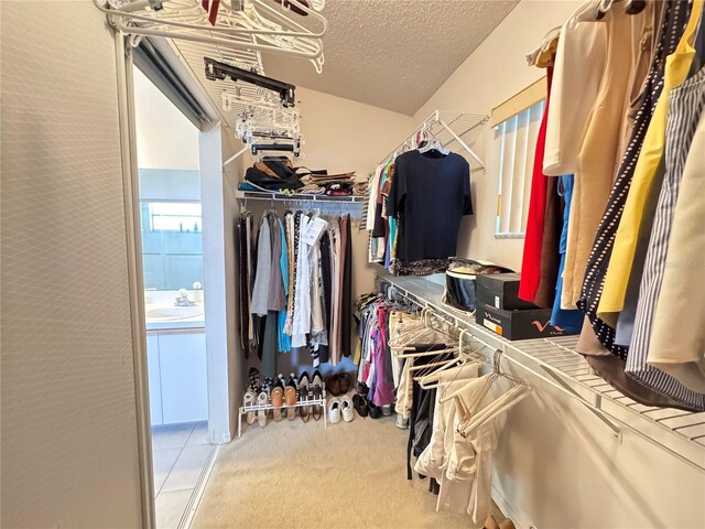 spacious closet featuring a sink and carpet flooring