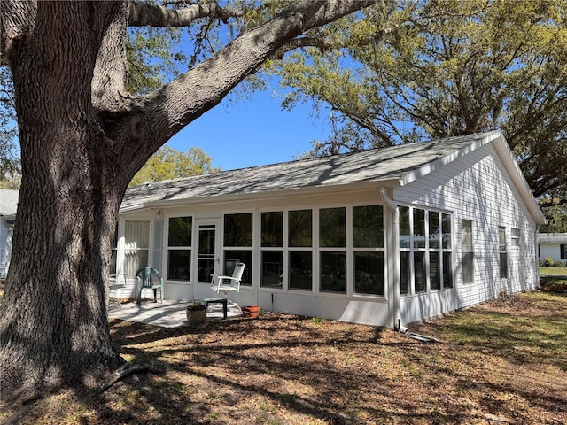 rear view of property featuring a patio area and a sunroom