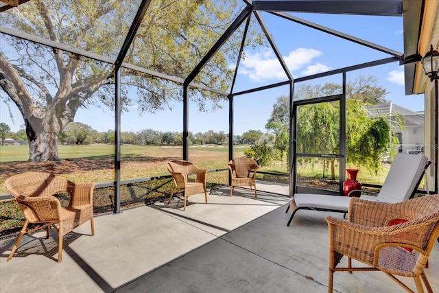 view of patio / terrace with a lanai