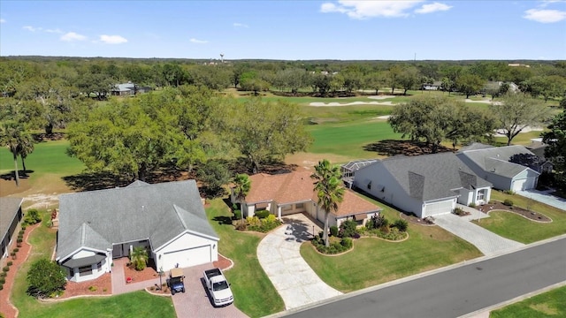 drone / aerial view featuring view of golf course