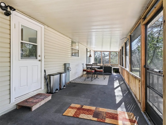 view of unfurnished sunroom