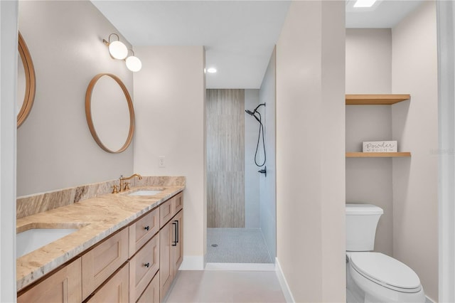 13334 SW 107th St, Dunnellon, FL 34432 - full bathroom with tiled shower, double vanity, and recessed lighting