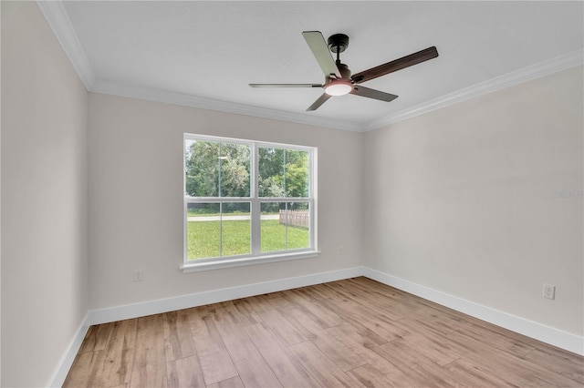13334 SW 107th St, Dunnellon, FL 34432 - empty room with light wood-type flooring, a ceiling fan, and crown molding