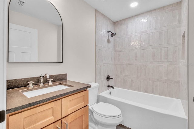 13334 SW 107th St, Dunnellon, FL 34432 - bathroom with vanity, tub / shower combination, and recessed lighting