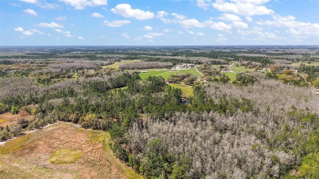 birds eye view of property with a forest view