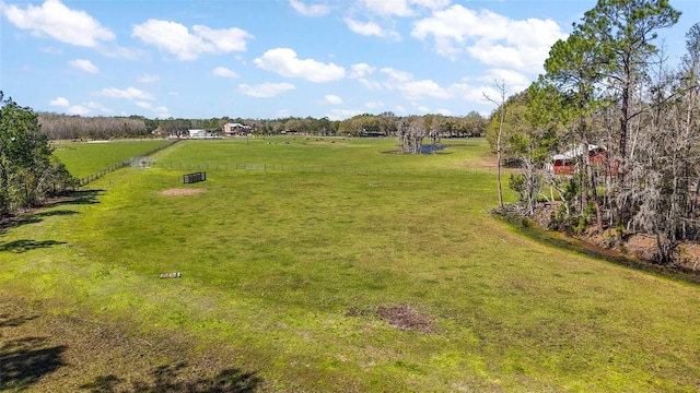 view of yard with a rural view