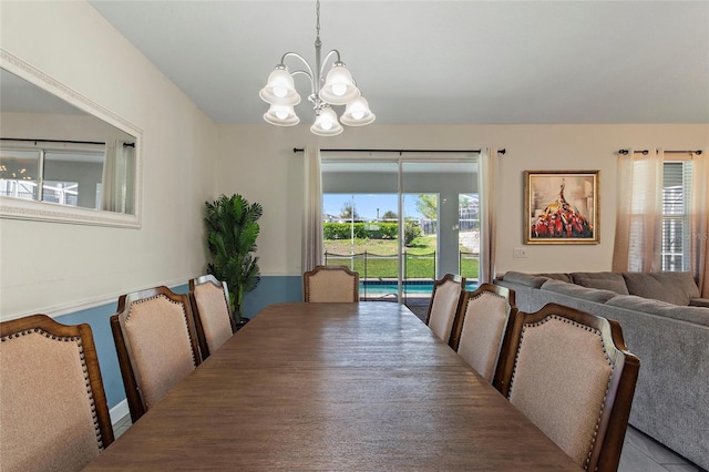 dining room featuring an inviting chandelier