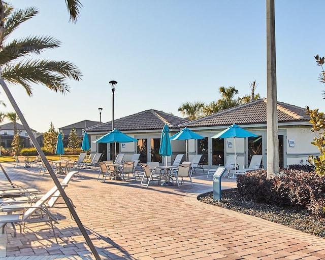 view of community featuring a patio area