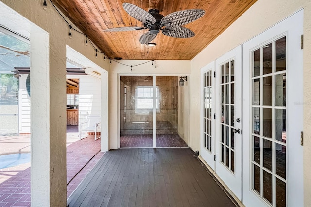 16017 Harbar Oaks Dr, Montverde, FL 34756 - unfurnished sunroom with french doors and a ceiling fan