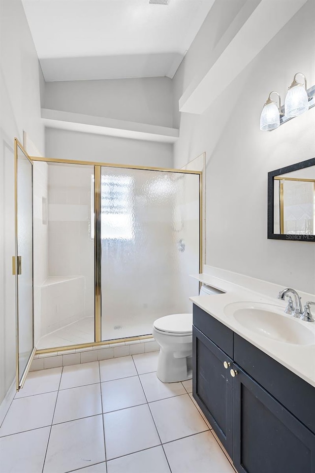 16017 Harbar Oaks Dr, Montverde, FL 34756 - full bath featuring a stall shower, tile patterned flooring, toilet, and vanity