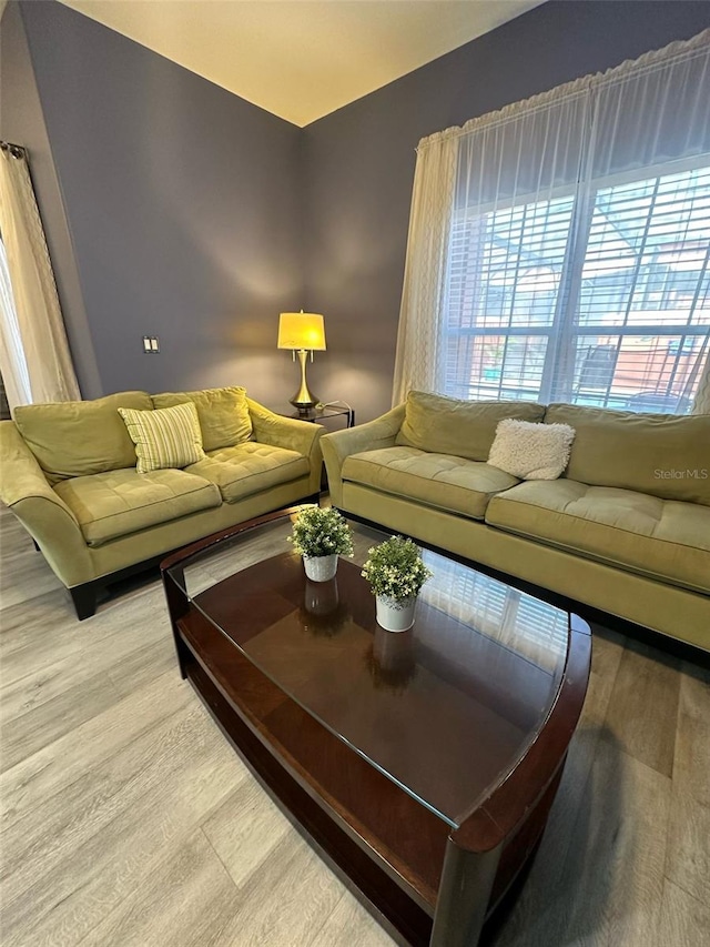 living room featuring light wood-style floors