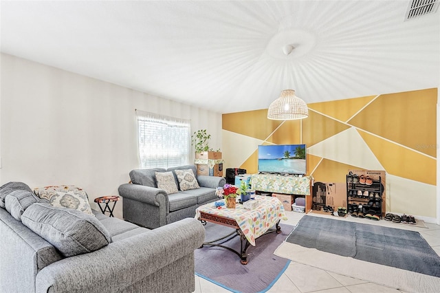 tiled living area with visible vents