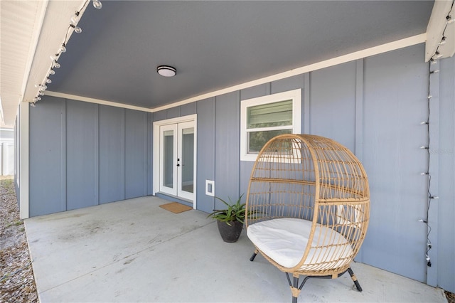 view of patio featuring french doors