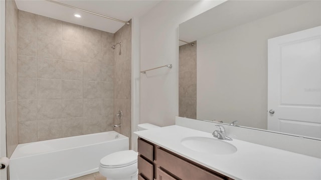 full bathroom featuring vanity, toilet, and shower / bathtub combination