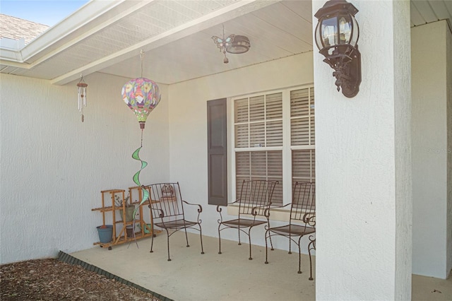 view of patio featuring a porch