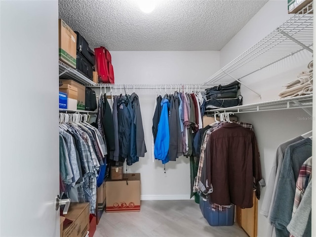 walk in closet featuring wood finished floors