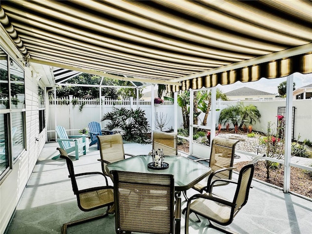 view of patio / terrace with a fenced backyard and outdoor dining space