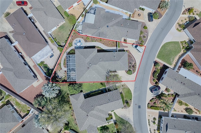aerial view with a residential view