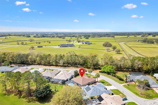 bird's eye view featuring a rural view