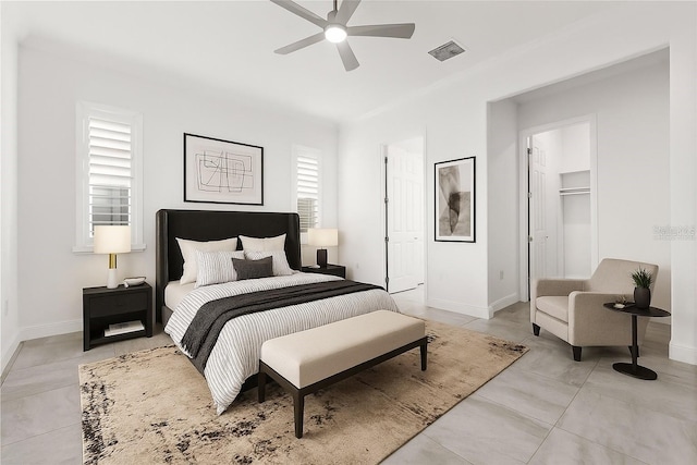 2174 Wallingford Loop, Mount Dora, FL 32757 - bedroom featuring a ceiling fan, a closet, and light tile patterned floors