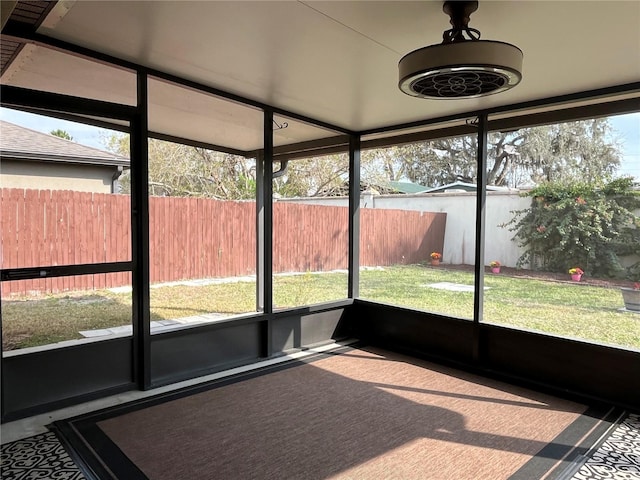 view of unfurnished sunroom