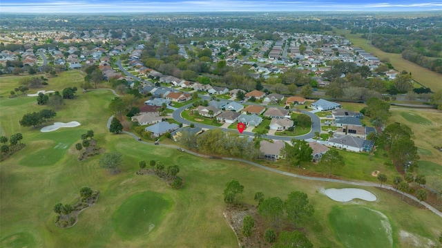 aerial view featuring a residential view and golf course view