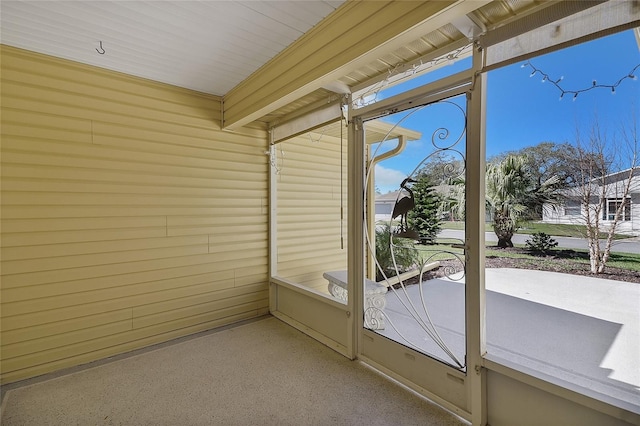 view of unfurnished sunroom