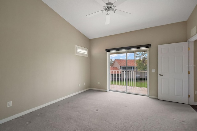 5359 Compass Pt, Oxford, FL 34484 - empty room featuring ceiling fan, baseboards, lofted ceiling, and carpet