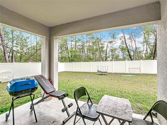 view of patio / terrace featuring grilling area and a fenced backyard