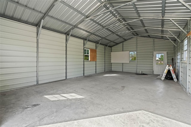 garage featuring metal wall