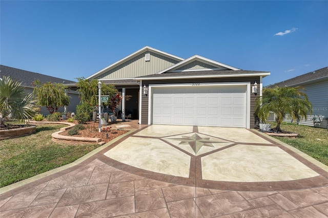 3786 Stephanie Way, The Villages, FL 32163 - view of front facade with concrete driveway, a garage, and a shingled roof