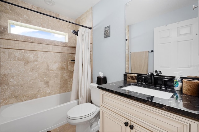 8880 SE 161st St, Summerfield, FL 34491 - bathroom with tile patterned floors, shower / bathtub combination with curtain, toilet, and vanity