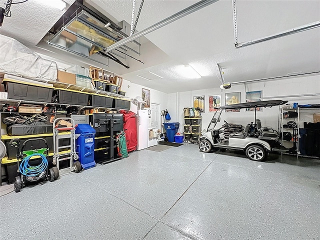 garage with a garage door opener