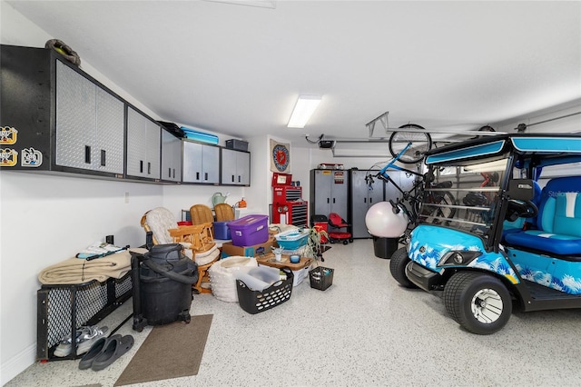 garage with a garage door opener