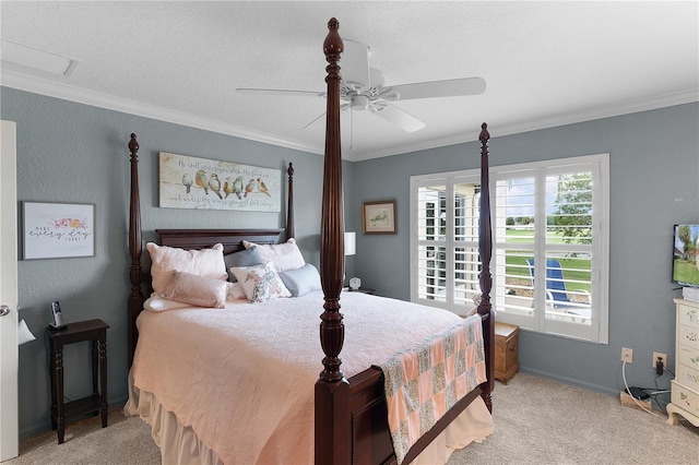 bedroom featuring carpet and ornamental molding