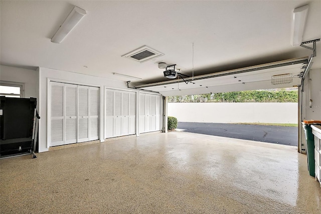 garage with a garage door opener