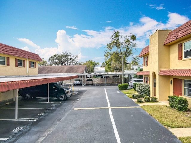 view of covered parking lot