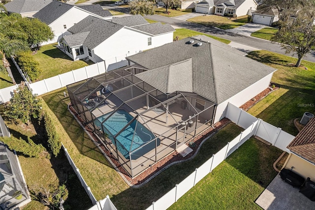 bird's eye view with a residential view