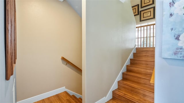 164 Nautica Mile Dr, Clermont, FL 34711 - stairway featuring baseboards and wood finished floors