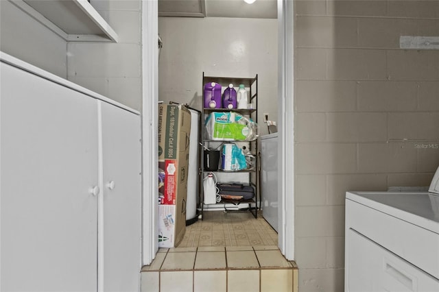 3058 SE 3rd Ave, Ocala, FL 34471 - clothes washing area featuring laundry area, washer / clothes dryer, and concrete block wall