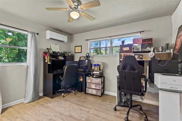3058 SE 3rd Ave, Ocala, FL 34471 - office space featuring baseboards, an AC wall unit, ceiling fan, and wood finished floors