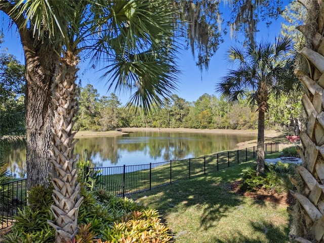 water view featuring fence