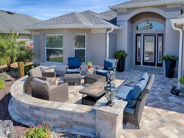 view of patio with an outdoor living space