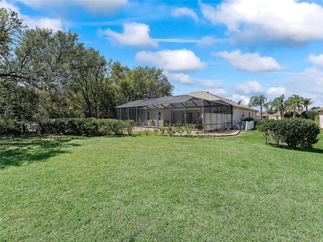 view of yard featuring a lanai