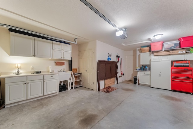 garage with a garage door opener