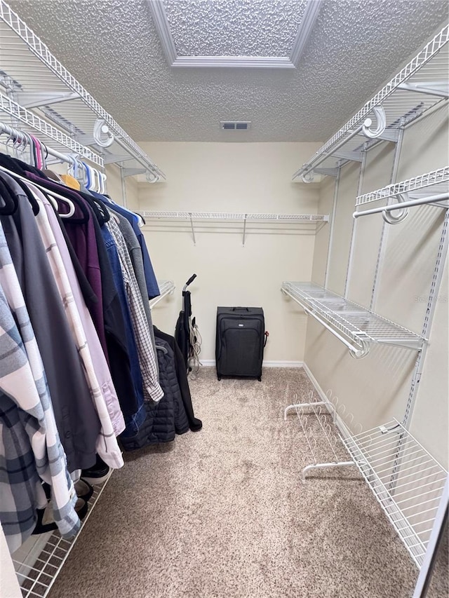 walk in closet featuring carpet