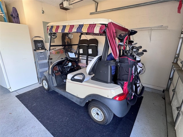 garage with a garage door opener