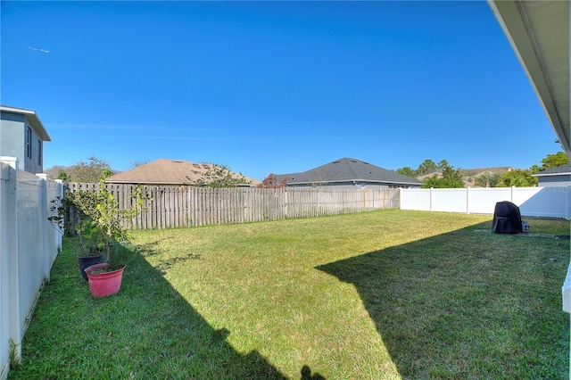 view of yard featuring a fenced backyard