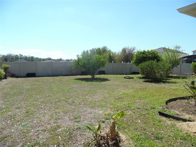 view of yard featuring a fenced backyard